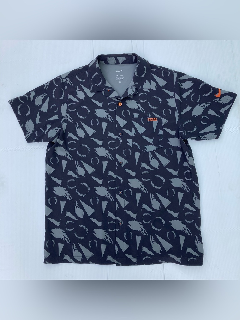 Texas Longhorns Nike Polo Shirt Mens Medium Black Gray NCAA Nike Dri Fit